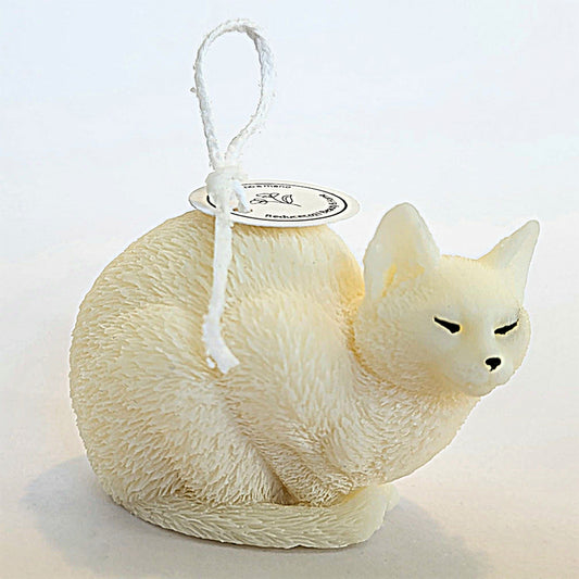 Vela aromática ecológica en forma de gato blanco